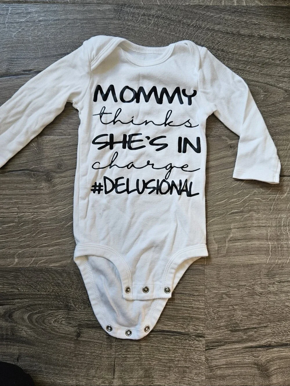 Funny Infant Bodysuit with Black Text